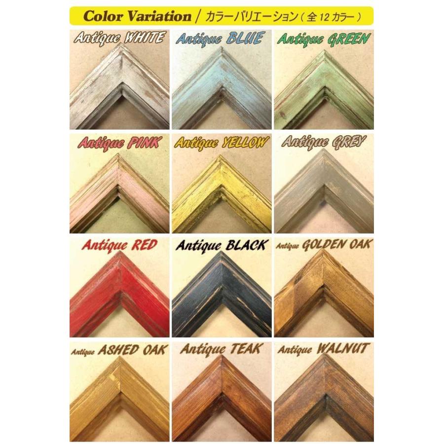 天然無垢材 アンティーク調 木製 フォトフレーム ポスターフレーム