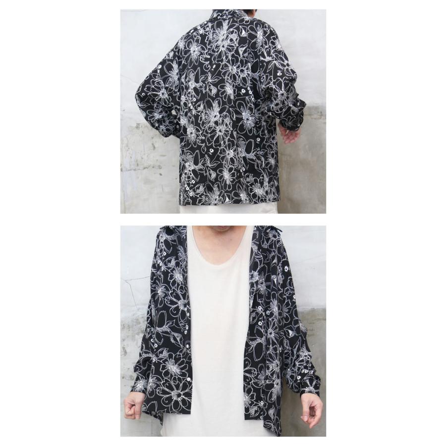 花柄プリント 長袖シャツ 黒 ラグスタイル LUXSTYLE 総柄プリント長袖シャツ/長袖シャツ メンズ