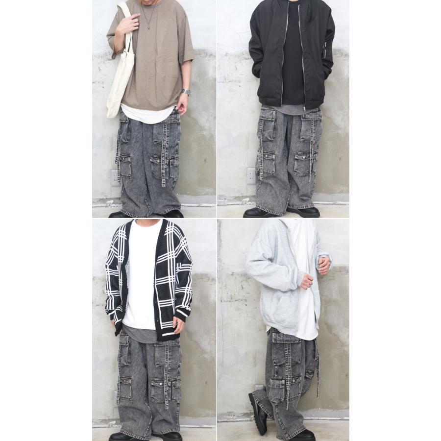 デニムテクノパンツ ワイドパンツ メンズ カーゴデニム メンズ