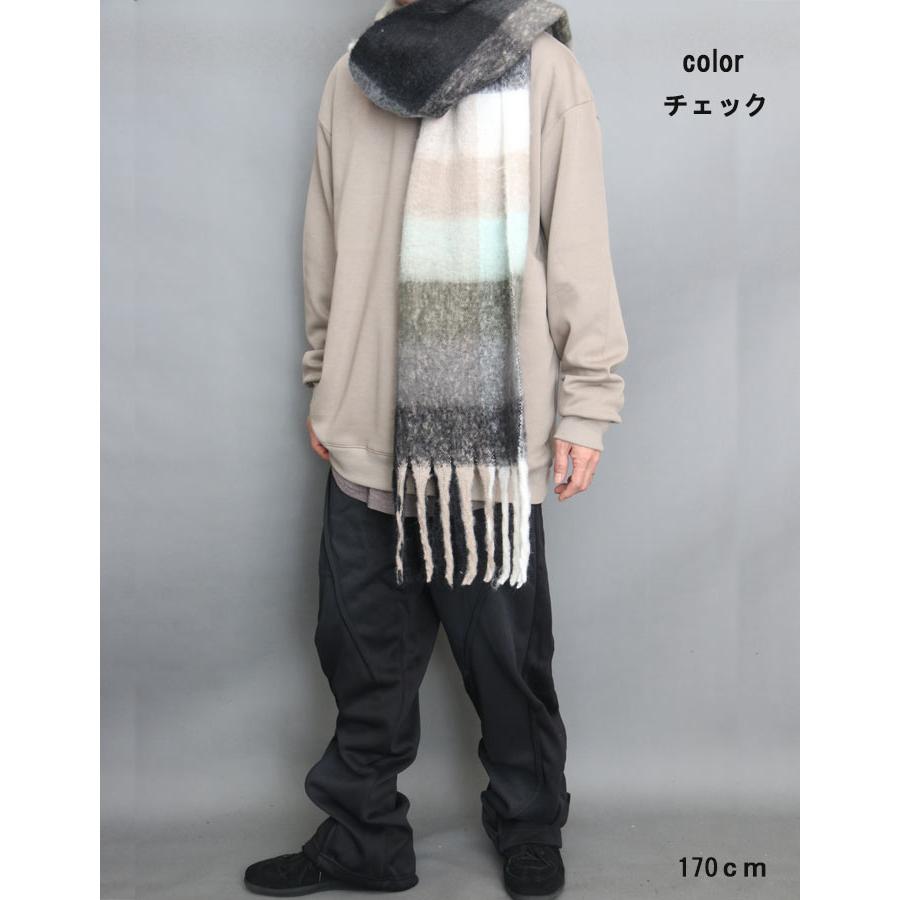 ロングマフラー メンズ ストール ショール 無地 ブラック 黒 ブルー 青