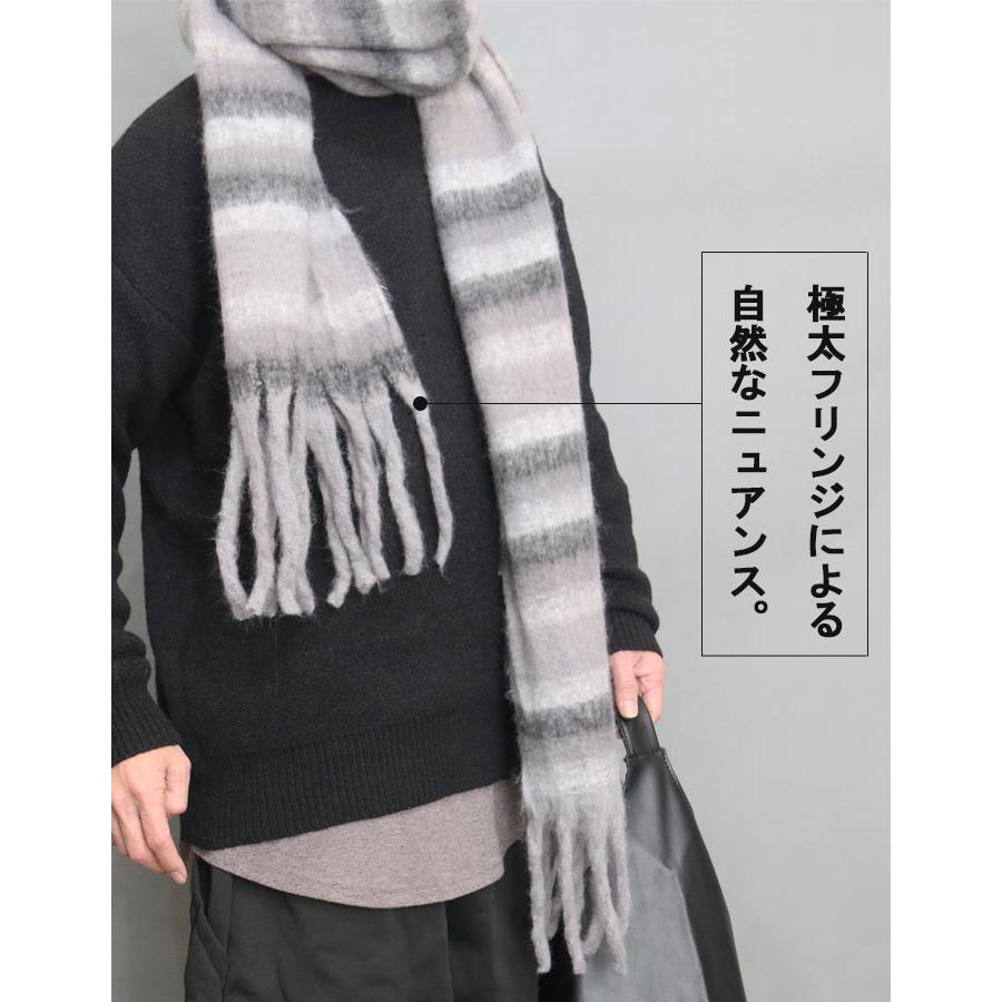 ロングマフラー メンズ ストール ショール 無地 ブラック 黒 ボーダー