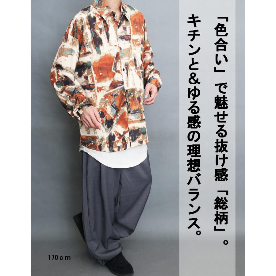 ZORLAC 総柄シャツ 総柄ビッグシャツ メンズ [M便 1/1] 総柄シャツ 配色シャツ ビッグ