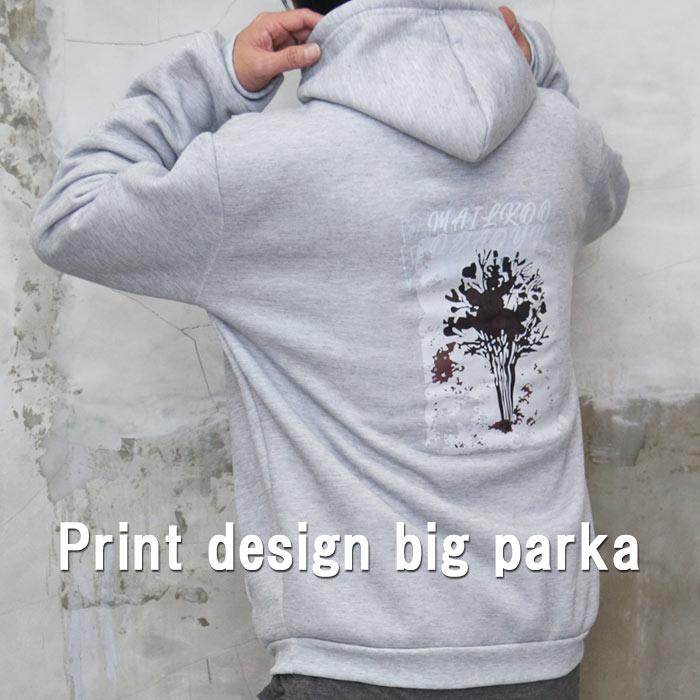 プリントビッグパーカー メンズ プリントパーカー ビッグパーカー