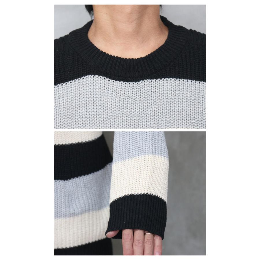 ボーダーニット メンズ セーター マルチボーダーニット トップス