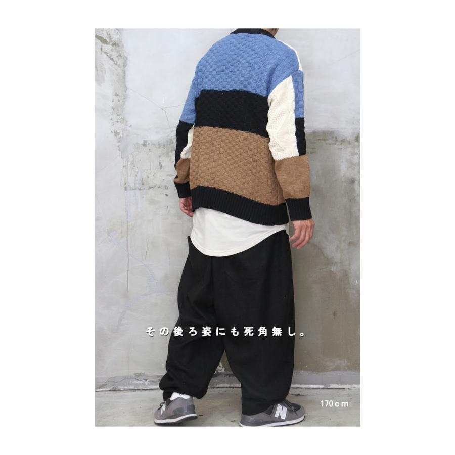 切り替え配色ニット メンズ 切替ニット 切り替えニット 配色ニット