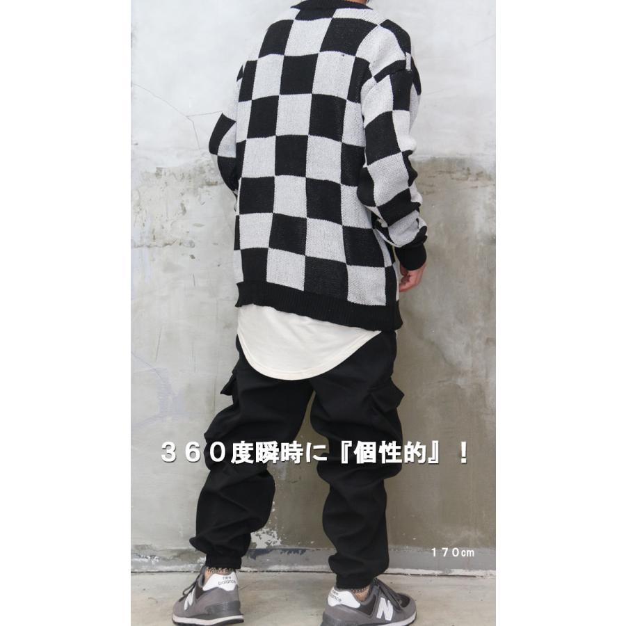チェック柄ニット メンズ ブロックチェックニット チェックニット