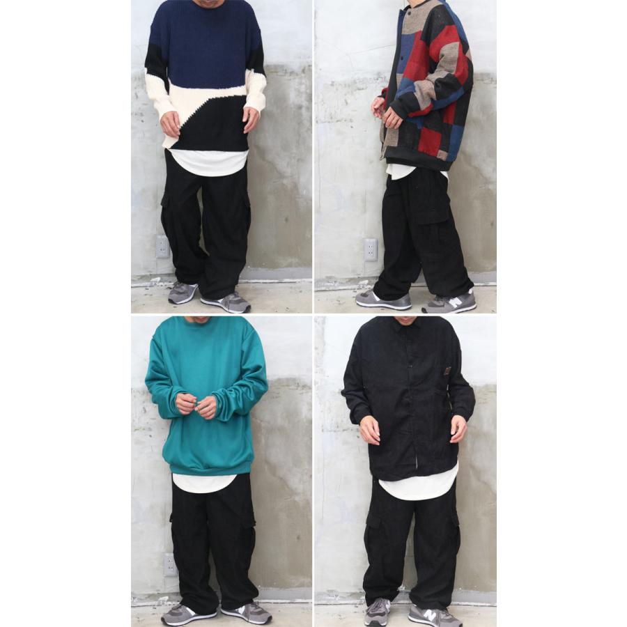 ワイドカーゴパンツ メンズ コーデュロイパンツ ワイドパンツ カーゴ