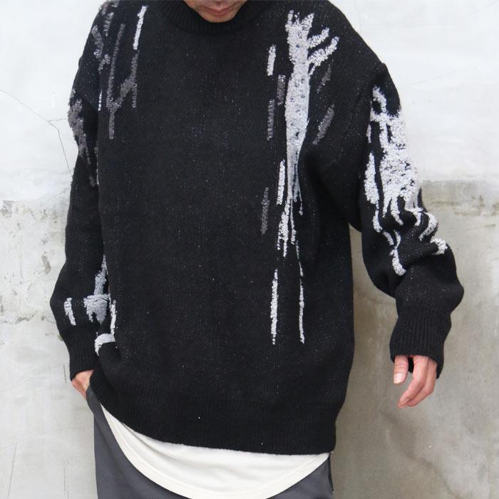 総柄ビッグニット ビッグニット メンズ 総柄ニット メンズファッション