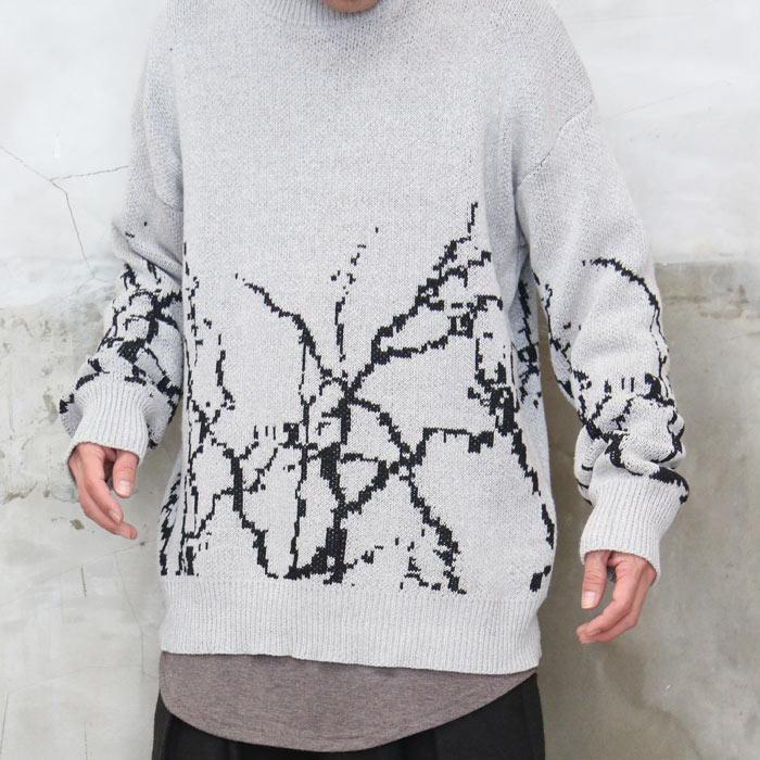 ジャガードニット 総柄ニット メンズ ビッグニット メンズファッション
