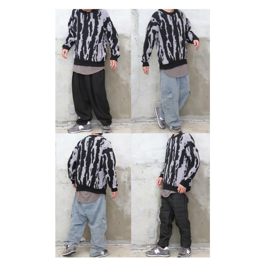総柄ビッグニット メンズ ループヤーンニット 総柄ニット ビッグニット
