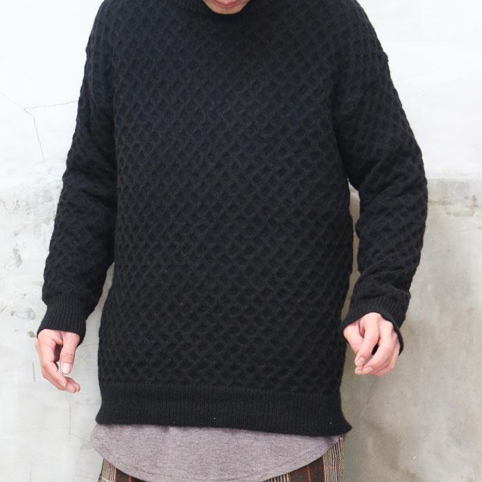 ハニカム編みニット メンズ 立体編みニット 立体ニット 3dニット 無地