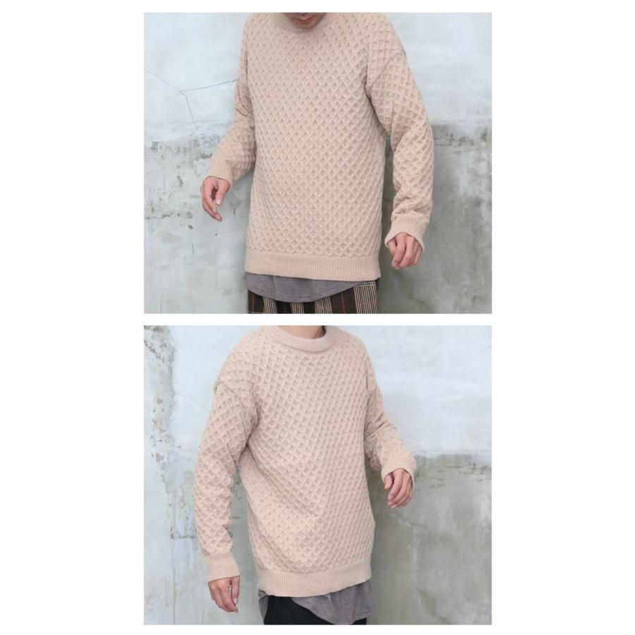 ハニカム編みニット メンズ 立体編みニット 立体ニット 3dニット 無地