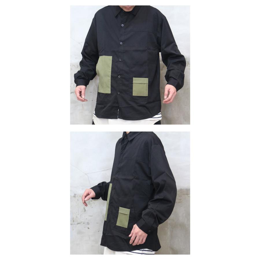 アシメシャツ メンズ アシンメトリーシャツ [M便 1/1] シャツ ポケット