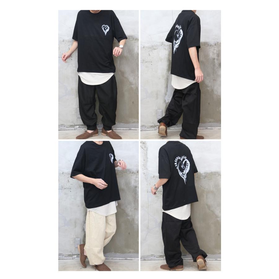 ハート柄ビッグTシャツ [M便 1/1] トップス メンズ ハート柄Tシャツ