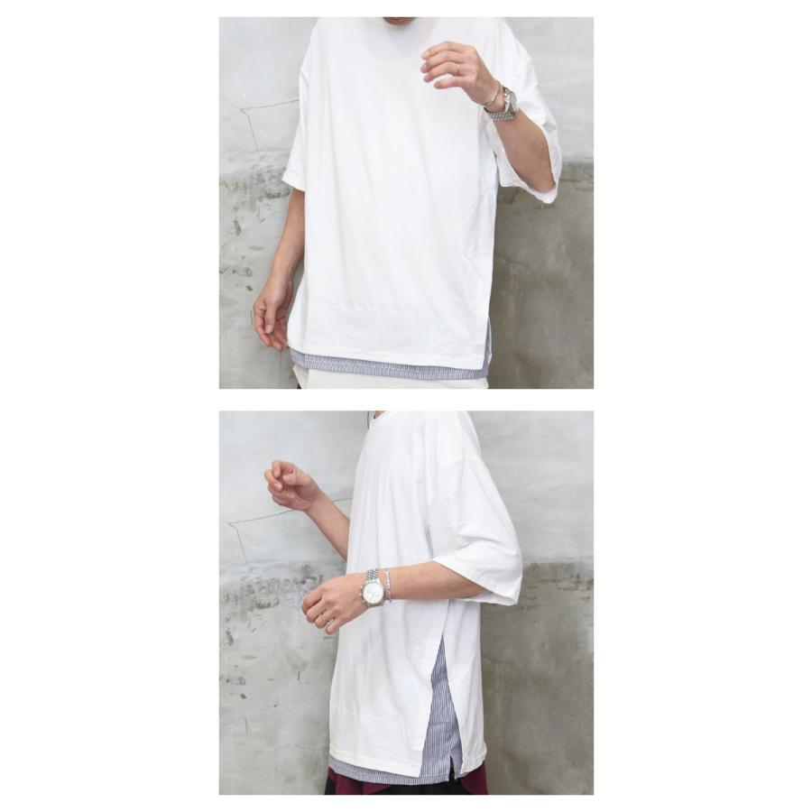 フェイクレイヤードTシャツ メンズ [M便 1/1] 半袖Tシャツ 5分袖T