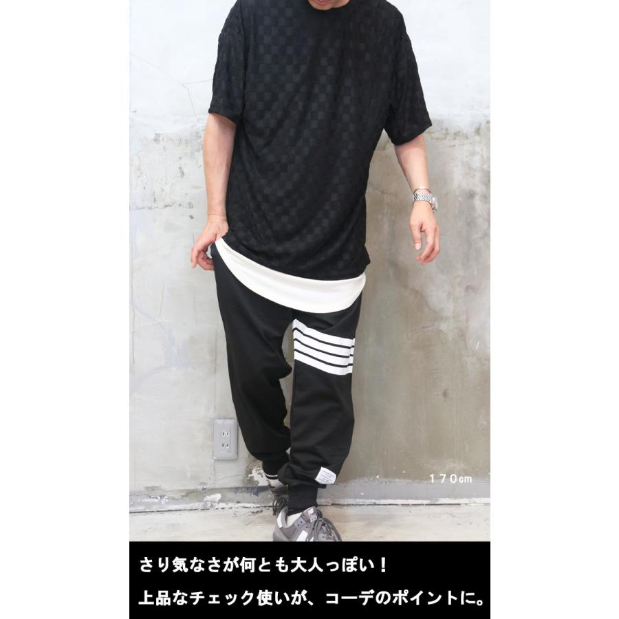 ブロックチェックTシャツ メンズ [M便 1/1] tシャツ チェック柄Tシャツ