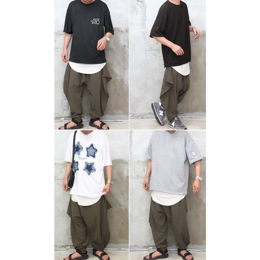 バーゲン サルエルパンツ メンズ 変形ワイドサルエルパンツ [M便 1/1
