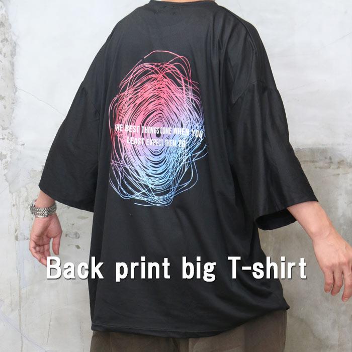 黒 長袖カットソー バックプリント Tシャツ 女神像 バックプリント ビッグシルエットT 半袖T ロゴ