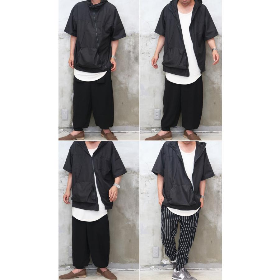 5分袖パーカー メンズ [M便 1/1] パーカー ジップアップパーカー 半袖