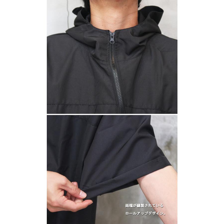 5分袖パーカー メンズ [M便 1/1] パーカー ジップアップパーカー