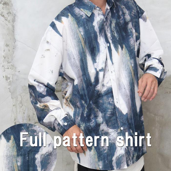 総柄シャツ メンズ 総柄ラフシャツ [M便 1/1] シャツ 長袖シャツ