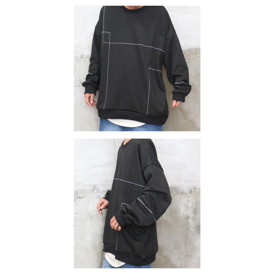 ラインデザインビッグトレーナー メンズ ライントレーナー トレーナー