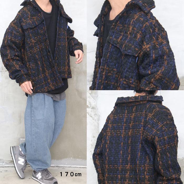 チェック柄ビッグジャケット メンズ チェック柄ジャケット