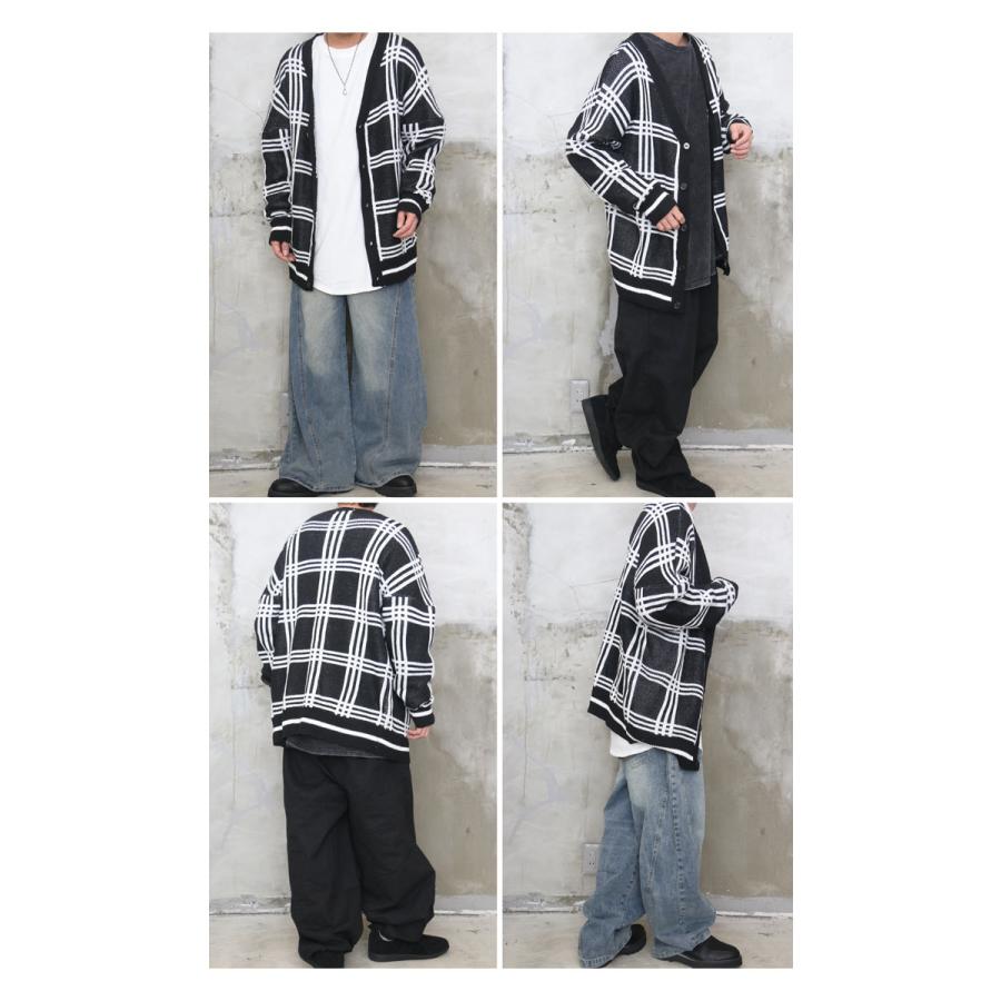 チェック柄カーディガン メンズ チェックカーデ カーディガン 長袖