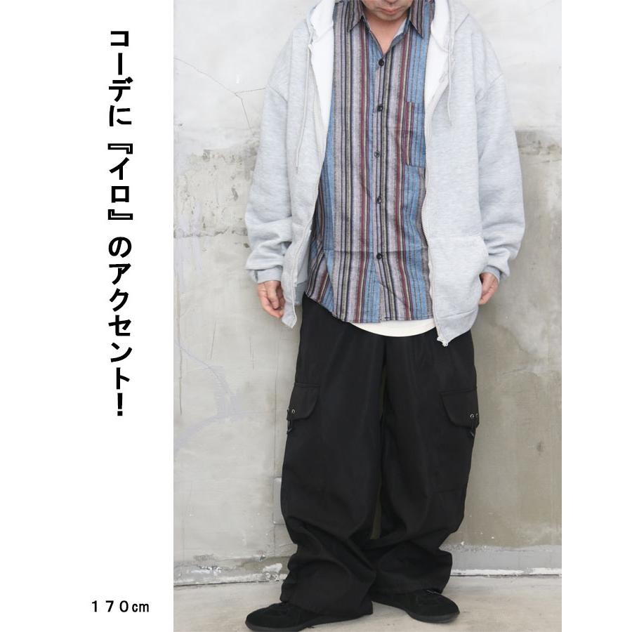 ストライプシャツ メンズ [M便 1/1] マルチストライプシャツ 長袖