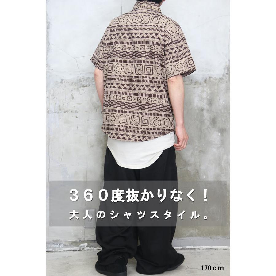 エスニック柄シャツ メンズ [M便 1/1] 半袖シャツ 5分袖シャツ