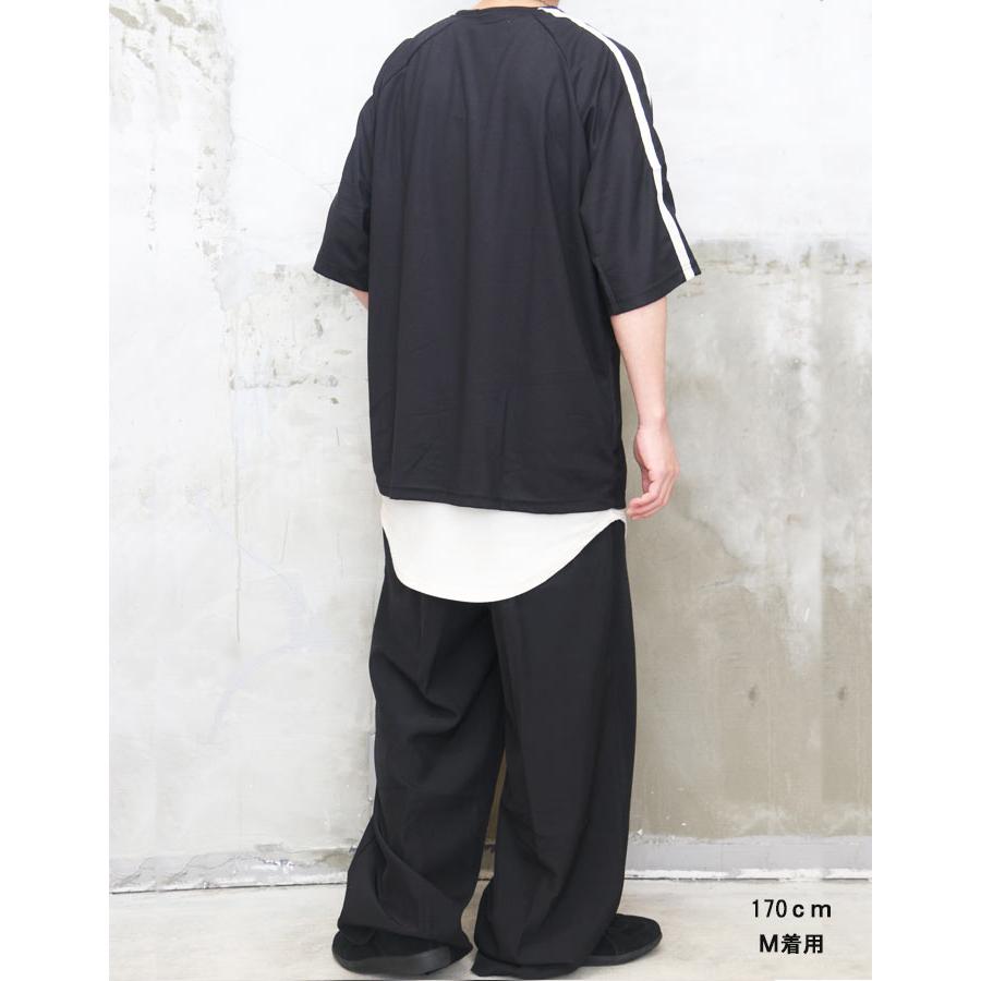 接触冷感ワイドスラックス メンズ [M便 1/1] ワイドパンツ スラックス