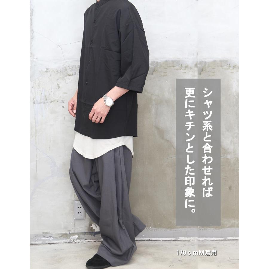 ワイドスラックス メンズ [M便 1/1] スラックス ワイドパンツ 無地 