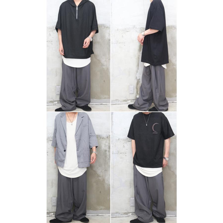 ワイドスラックス メンズ [M便 1/1] スラックス ワイドパンツ 無地