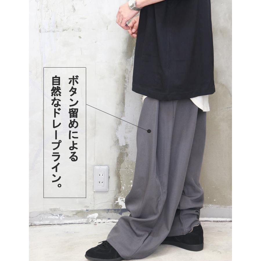 メンズ バギーフレア ワイドパンツ スラックス 古着 epnok スラックス センタープレスワイドバギースラックス メンズ