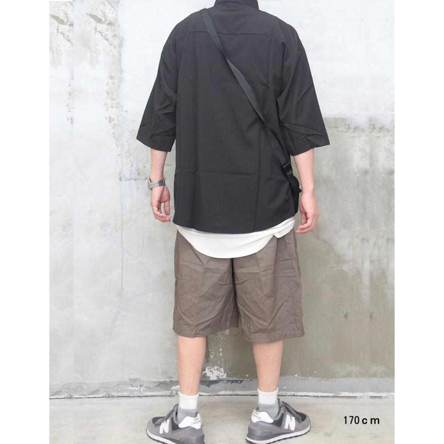 ワイドショートパンツ メンズ [M便 1/1] ハーフパンツ 無地 ブラック