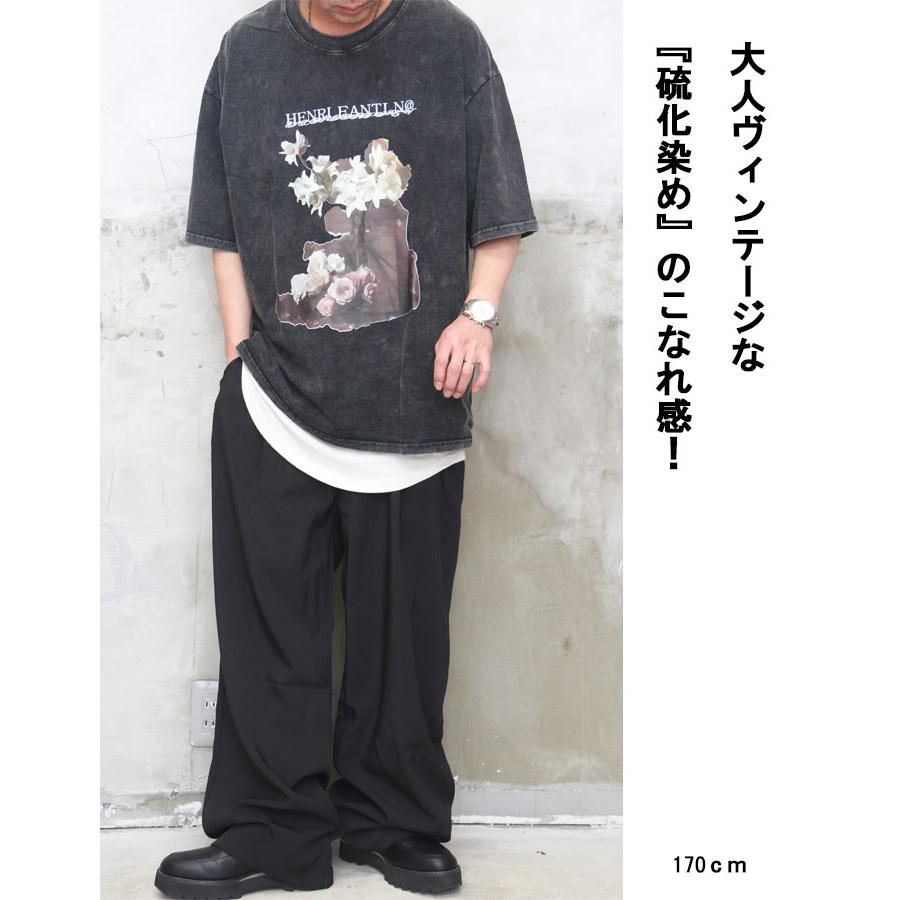 硫化染めプリントTシャツ メンズ [M便 1/1] 硫化染めTシャツ プリントT
