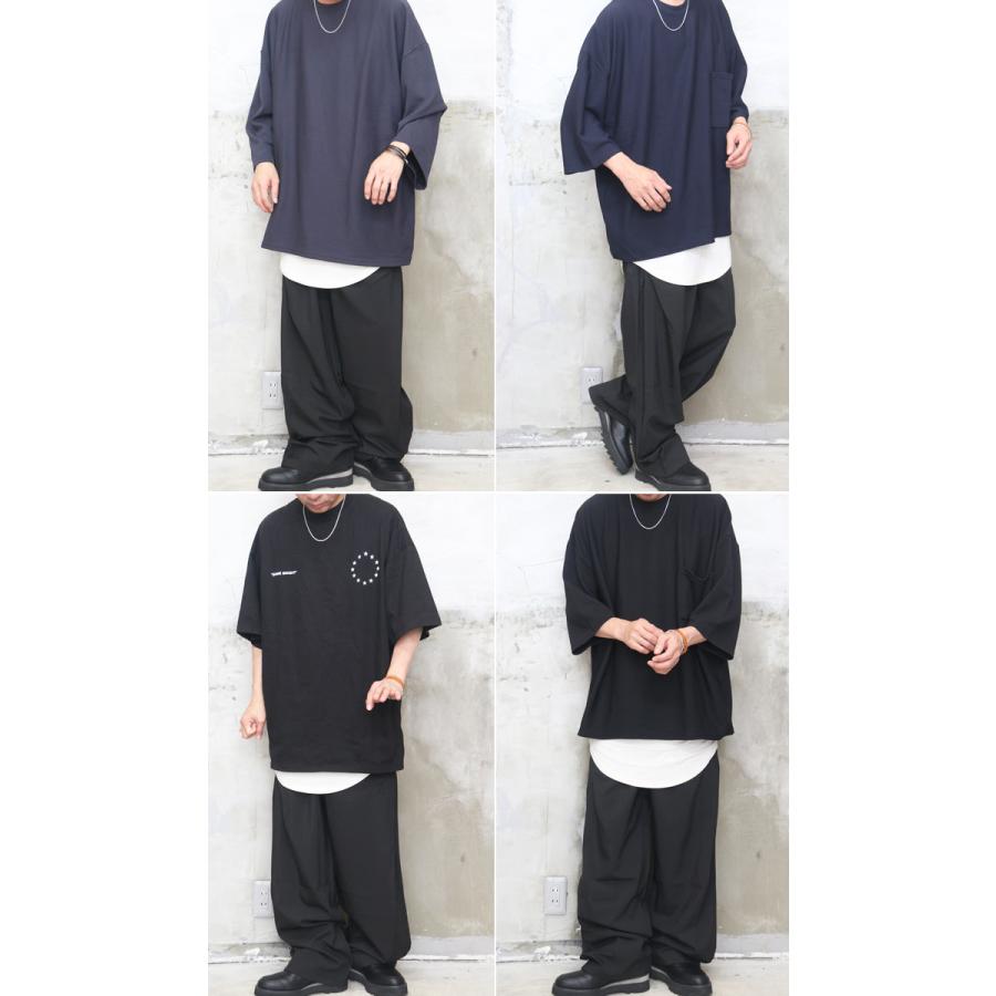 ワイドスラックス メンズ [M便 1/1] スラックス ワイドパンツ 無地