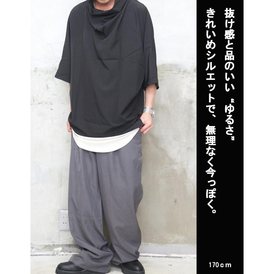 ワイドスラックス メンズ [M便 1/1] スラックス ワイドパンツ 無地