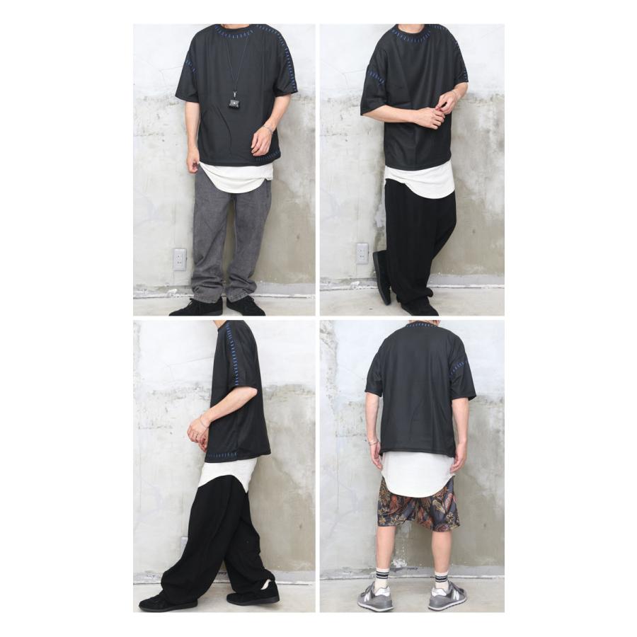 刺繍ワッフルTシャツ メンズ [M便 1/1] 刺繍Tシャツ ワッフルTシャツ