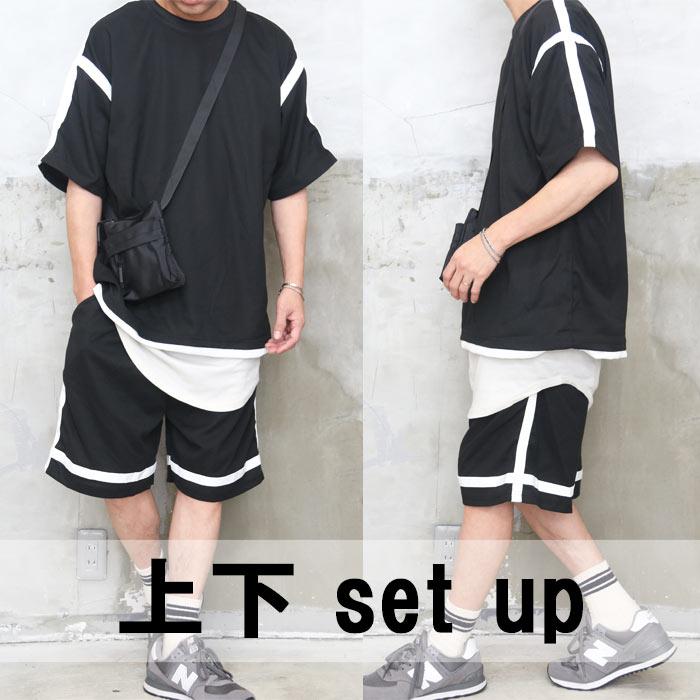 セットアップ メンズ [M便 1/1] 上下セット 2点セット Tシャツ ハーフ