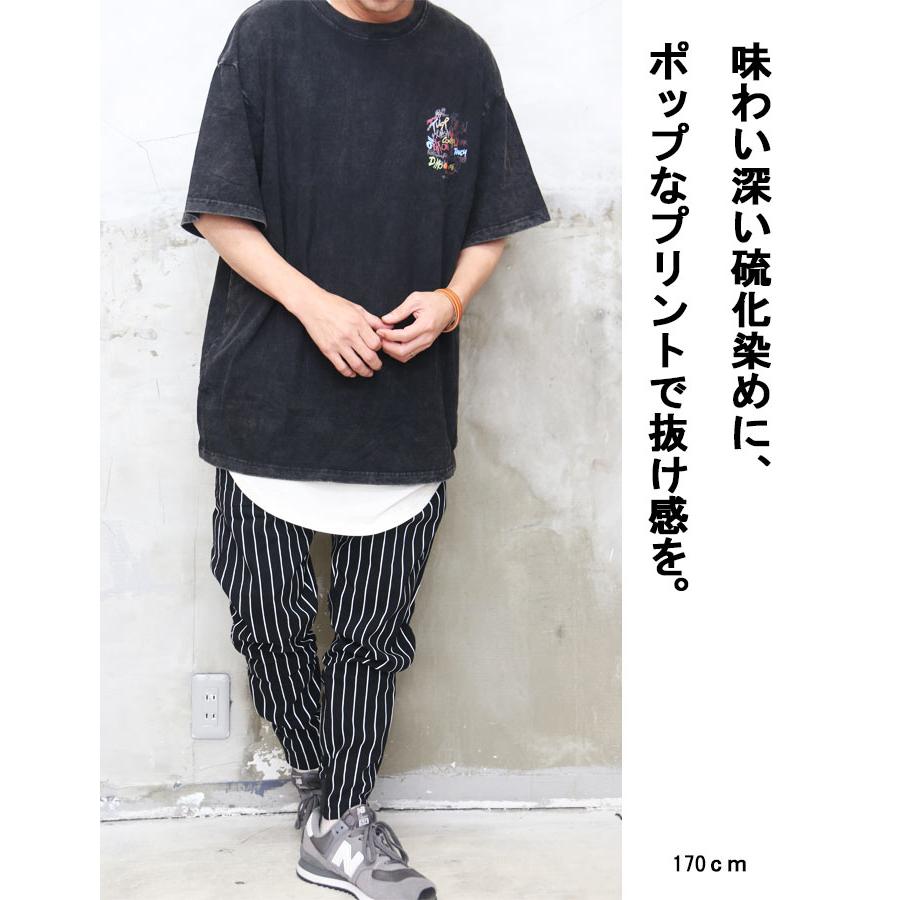 硫化染めプリントTシャツ メンズ [M便 1/1] 硫化染めTシャツ プリントT