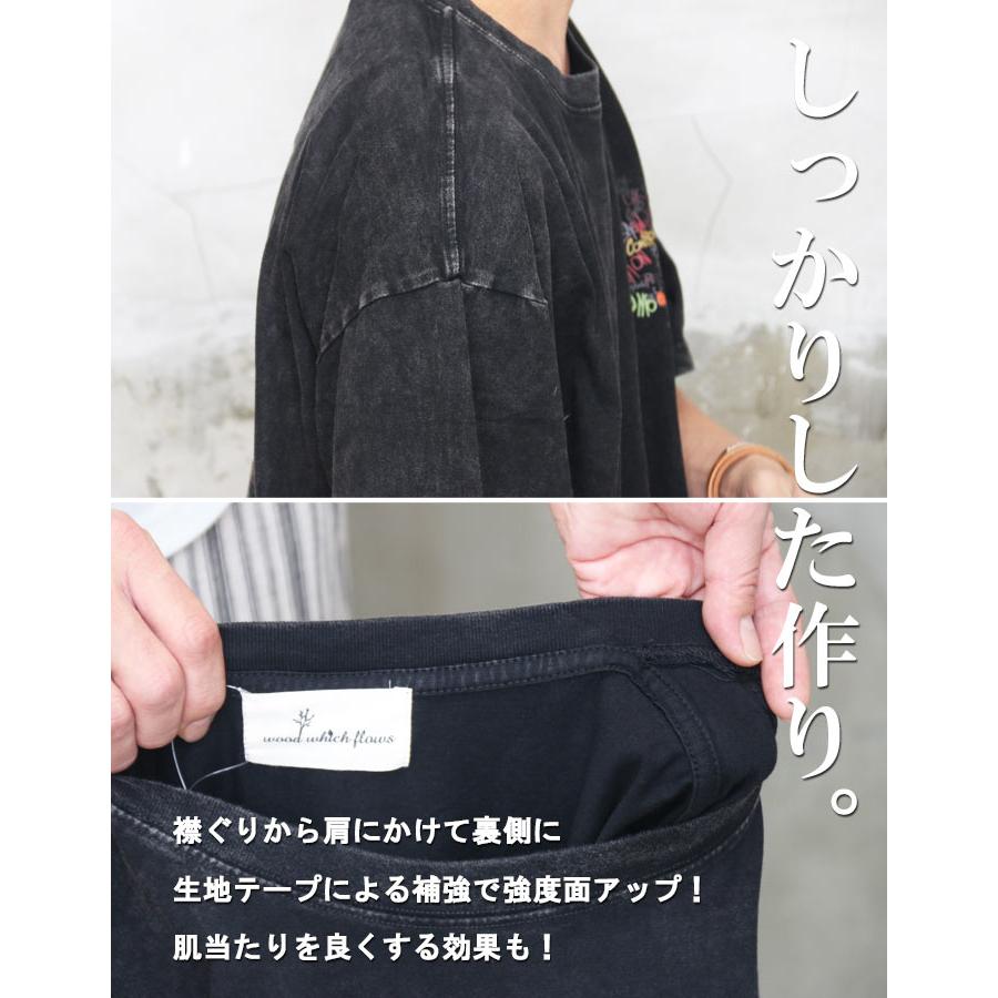 硫化染めプリントTシャツ メンズ [M便 1/1] 硫化染めTシャツ プリントT
