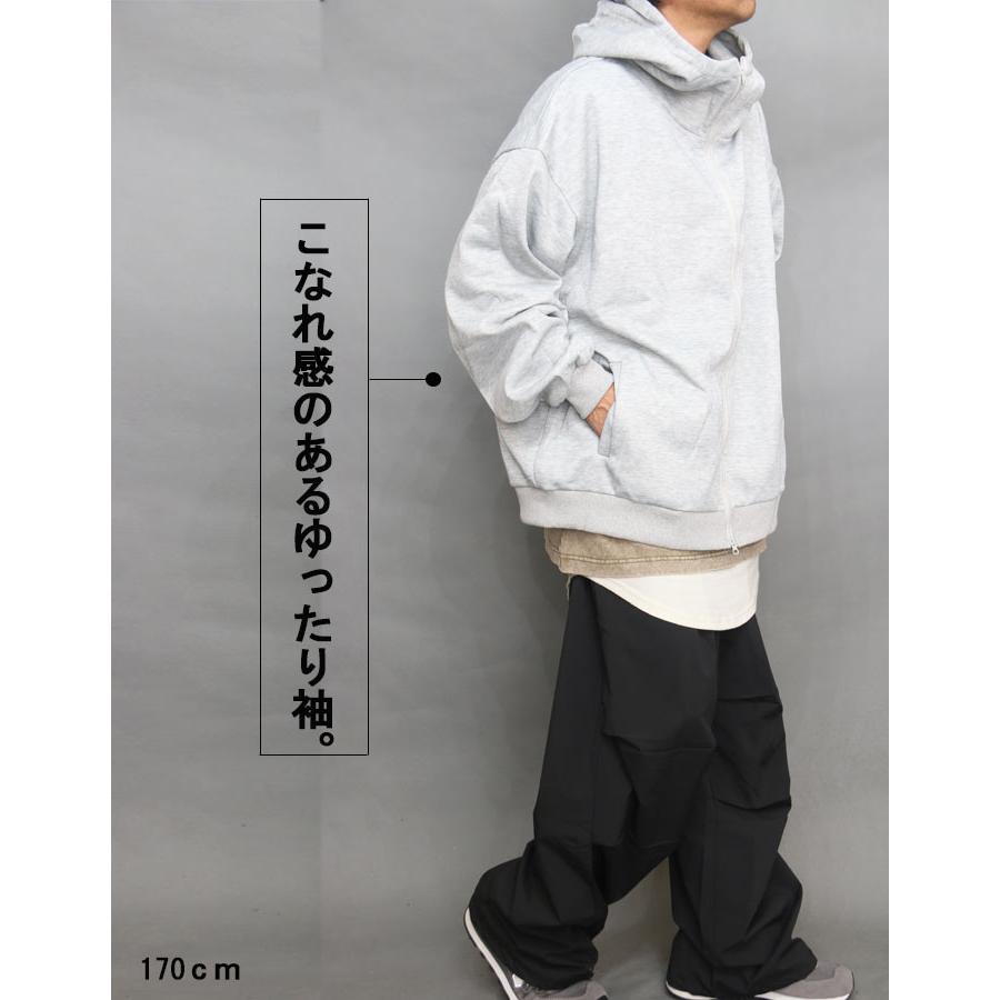 ボリュームネックパーカー パーカー メンズ 無地 ブラック 黒 グレー