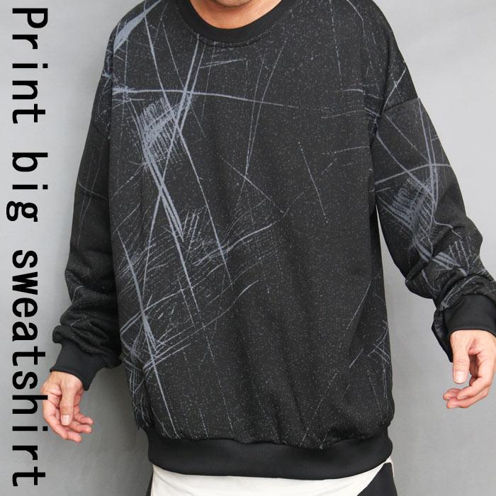 総柄ビッグトレーナー メンズ 総柄トレーナー プリントトレーナー