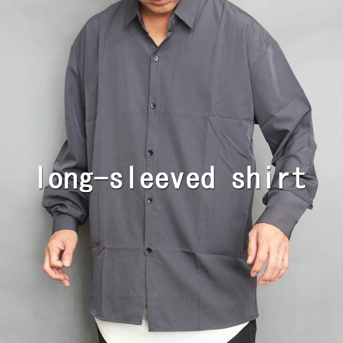【MAY】 シャツ　ブラック　フリーサイズ 長袖シャツ メンズ [M便 1/1] 無地シャツ シンプルシャツ ビッグシャツ