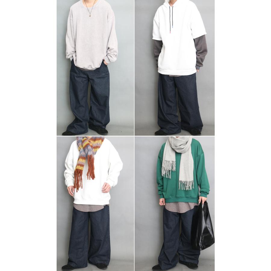 ワイドデニム メンズ [M便 1/1] ワイドパンツ デニム インディゴ 無地