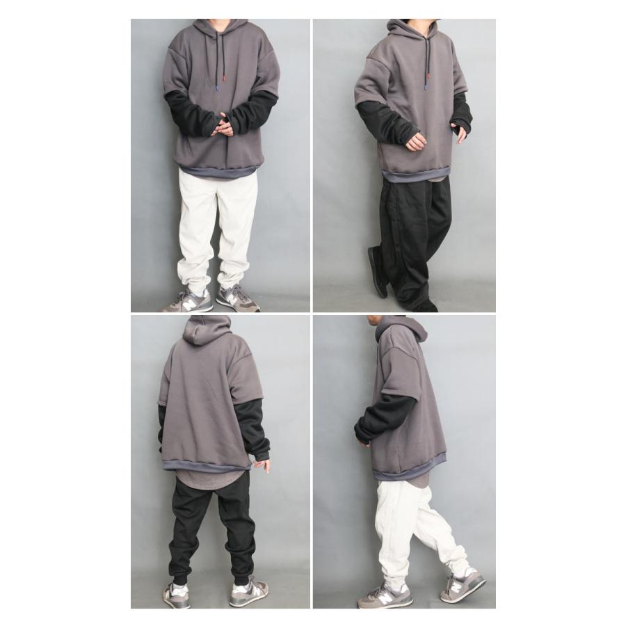 フェイクレイヤードパーカー メンズ プルオーバーパーカー 裏起毛