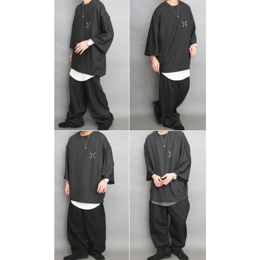オーバーサイズ Tシャツ メンズ [M便 1/1] ワンポイント 8分袖 9分袖