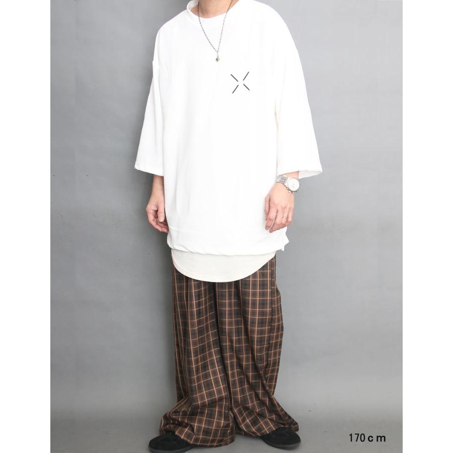 オーバーサイズ Tシャツ メンズ [M便 1/1] ワンポイント 8分袖 9分袖