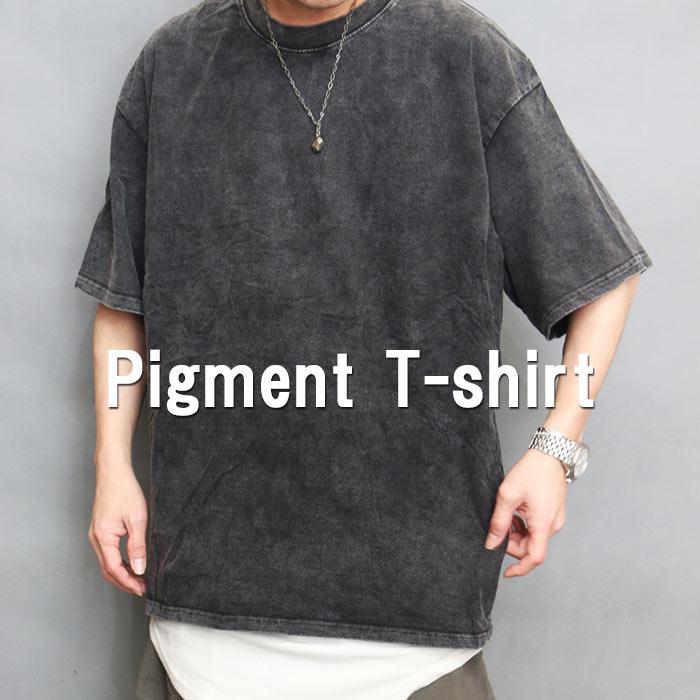 ピグメントTシャツ メンズ [M便 1/1] ウォッシュTシャツ 5分袖Tシャツ